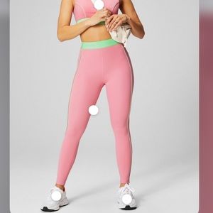 Fabletics Pure luxe 7/8 high rise leggings, pink/green, size XS